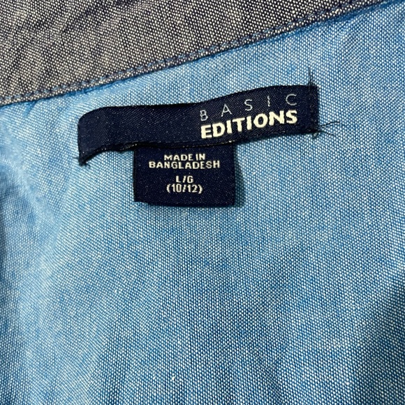 Basic Editions Blue Button Down Shirt Boys Size Large 10-12 - Picture 4 of 4